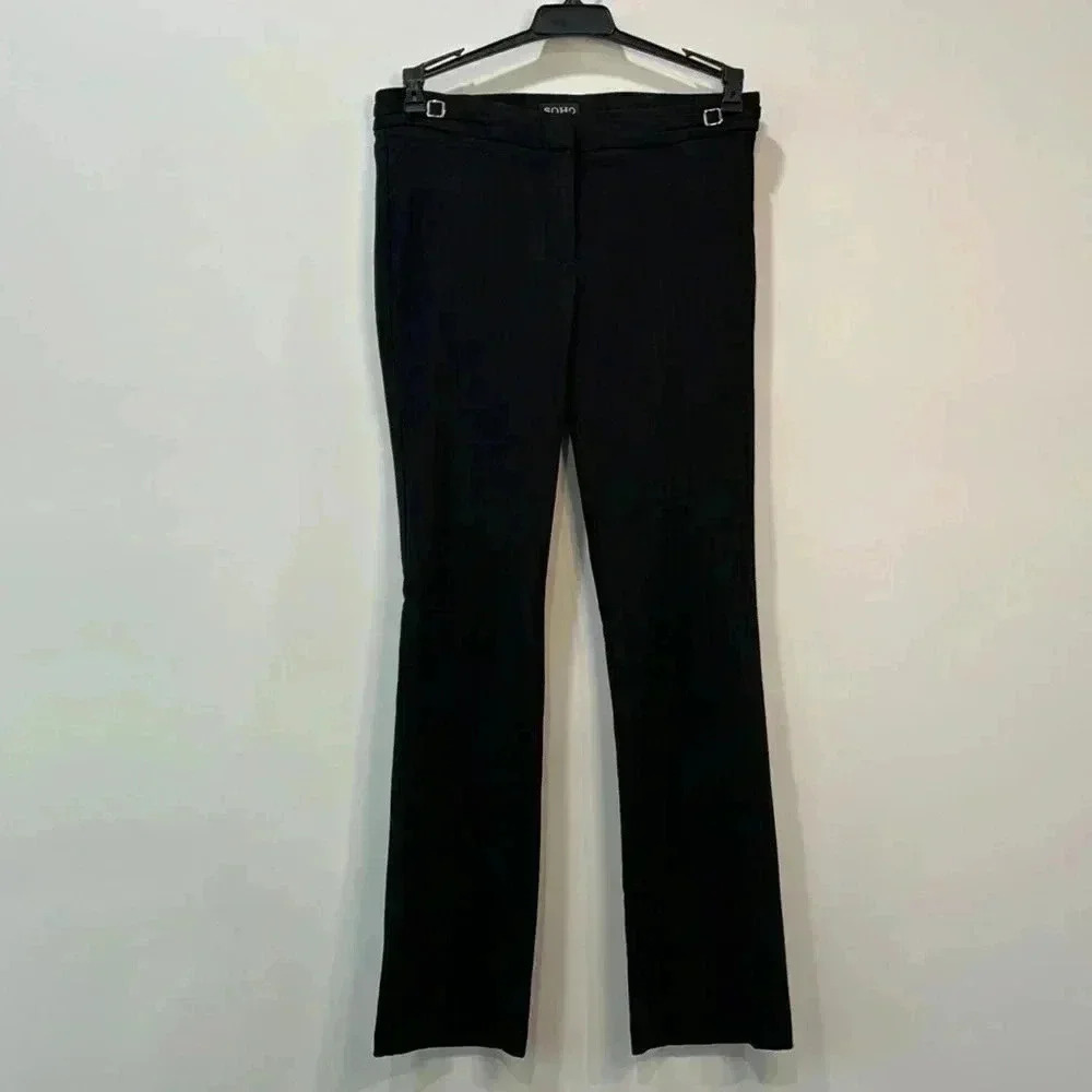Soho Apparel Black Stretch Pants Size 6 Front Zip Back Pockets